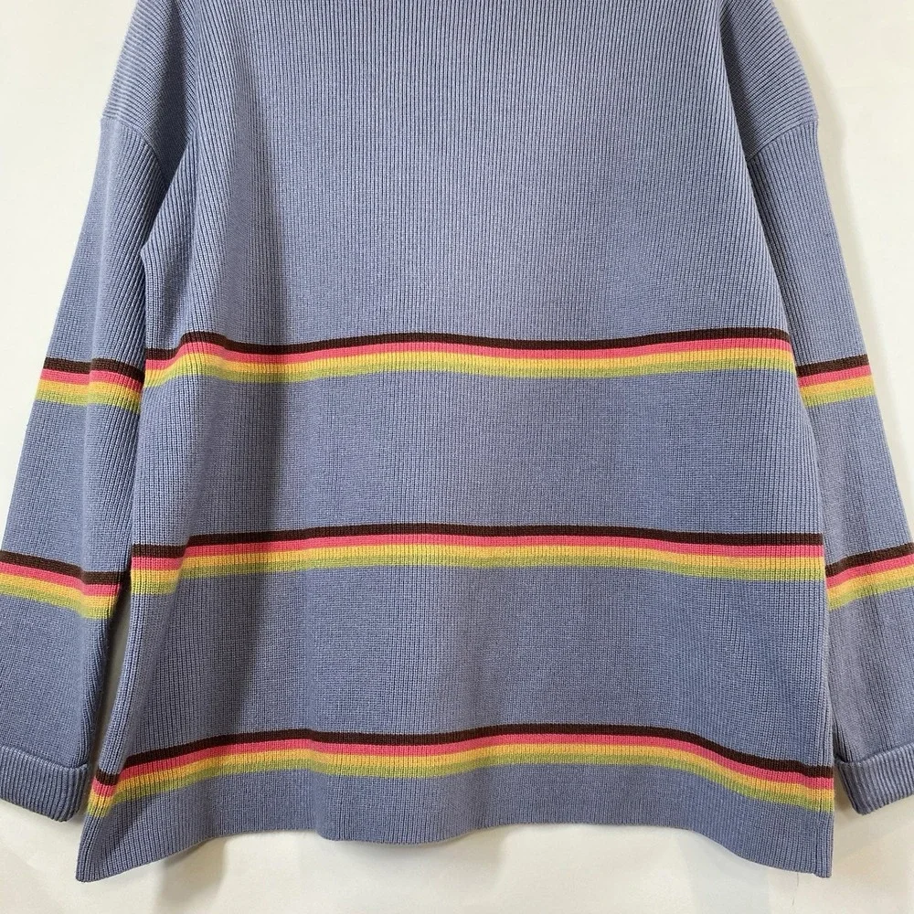 Lillusory Women's Blue Striped Long Sleeve Knit Sweater Size S NWT Crew Neck